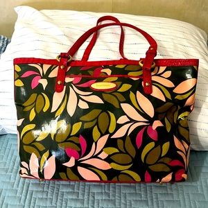 Brahmin *rare* oil cloth handbag with leather trim